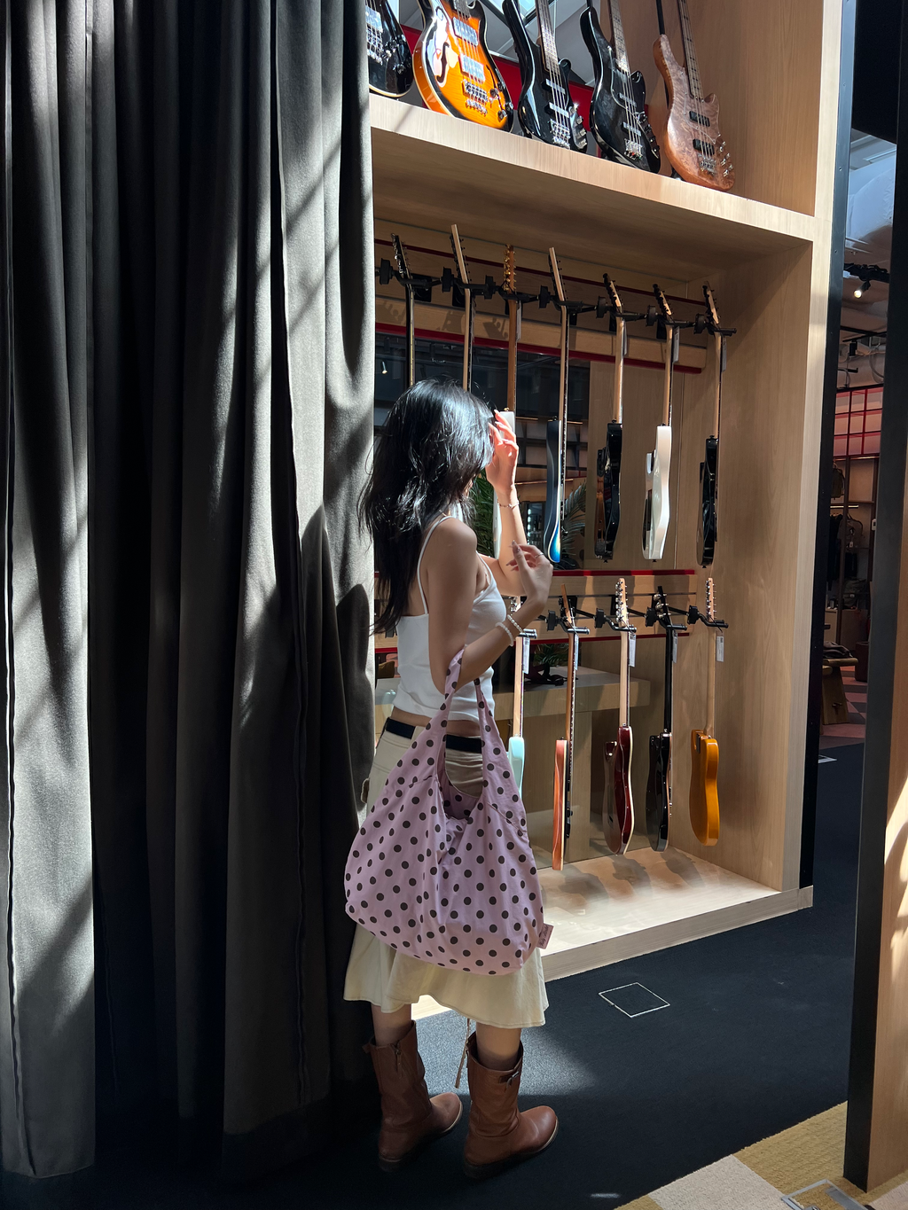 Foldaway tote - Pink & Brown